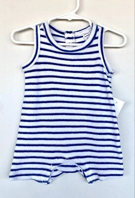 Mameluco Nordstrom bebé blanco azul rayas algodón venta al por menor $35 nuevo con etiquetas precio $22 3 meses Foto 1 de 4