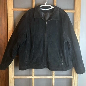 Knights Bridge Men's Black Suede Leather Coat, Size 2XL Full Zip, Zip Pockets - Picture 1 of 13