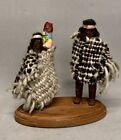 Ensemble rare poupées indiennes primitives Tarahumara homme femme bébé poncho laine 