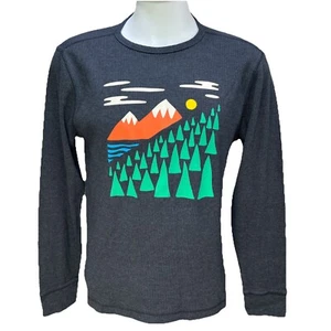 NUEVA Camiseta Antigua Azul Marino Para Hombre Talla XL Manga Larga Cuello Redondo Térmica Montaña Negra X4 - Imagen 1 de 8