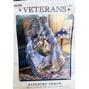 World War II Veterans Heroes Jacquard Woven Tapestry Throw 50"x60" Patriotic - Picture 1 of 8