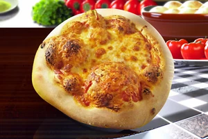 Fresh Homemade Pizza No Toppings on Abstract Food Kitchen Background Art Print - Picture 1 of 1