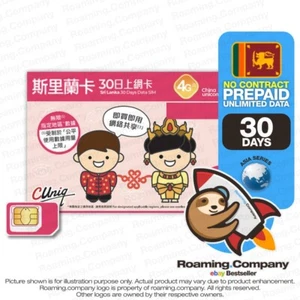 🚀 Sri Lanka 30 DÍAS DATOS ILIMITADOS Viaje Tarjeta SIM Prepago Roaming Hotspot 10GB4G - Imagen 1 de 2