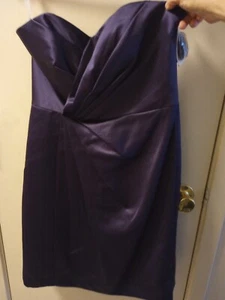 Mini abito formale da sposa David's viola senza spalline damigella d'onore festa ballo - Foto 1 di 12