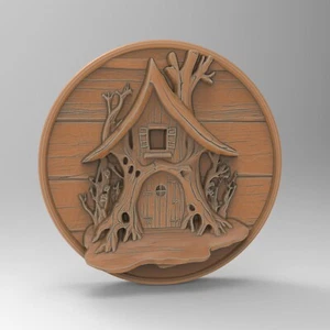 Rustic House STL File for CNC Router 3D Printer Laser Machine Sculpture Wall Art - Picture 1 of 4