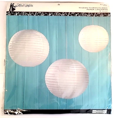 Linternas de papel blanco sólido His & Hers Studio 3 unidades por paquete 1 EA. 10" 12" 16" Foto 1 de 4