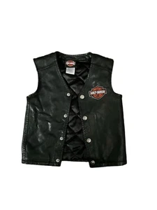 Harley Davidson Jugend Weste schwarz Größe 4/5 Biker Kinder Kunstlederweste - Bild 1 von 5
