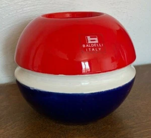 Vintage Mid Century Modern Baldelli Keramik Kerzenhalter Made In Italy Blau Rot - Bild 1 von 7