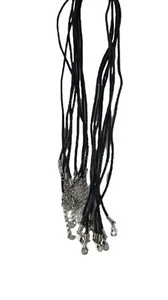 Black Silk Satin Cord Chain Necklace 16" Lobster Clasp - Picture 1 of 1