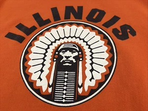 VINTAGE Chief Illinois Fighting Illini Lee Sweatshirt Orange Illiniwek Sz Large - Picture 1 of 9