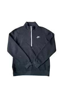 Nike Sportswear Club 1/2 Zip Sweatshirt Mens Small Black DD4732 - Picture 1 of 8