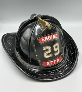 CAIRNS Vintage SAN FRANCISCO SFFD Cuero CASCO DE BOMBEROS Engine Company 29 Bombero - Imagen 1 de 24