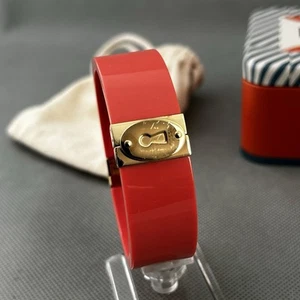 Fossil Koralle Rosa Harz Gold Vorhängeschloss Armband Armreif JF00397710M Etui Dose sehr guter Zustand - Bild 1 von 20