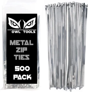 500 Stück Edelstahl Metall Reißverschluss Krawatten (Schwerlast 11,8" lang & 200 Pfund Stärke - Bild 1 von 7