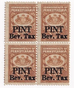 STAMP US SCOTT ??? PENNSYLVANIA BEVERAGE TAX PINT 50 CENT BLOCK OF 4 MNH - B - Picture 1 of 1