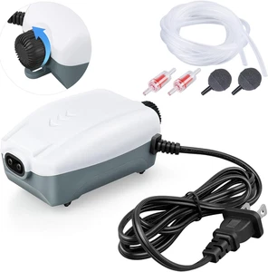 Dual Outlet Aquarium Electric Air Pump, Whisper Adjustable Fish Tank Aerator, Qu - Picture 1 of 12