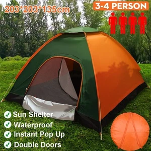 3-4 Man Automatic Instant Double Layer Pop Up Camping Tent Waterproof Outdoor - Picture 1 of 13