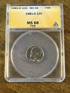 1981 D Roosevelt 10c ANACS MS68FSB - Solo Top Pop Bandas completas, Divididas Bandas Centavo - Imagen 1 de 13