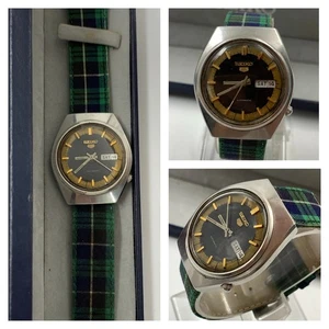 1970er VINTAGE SEIKO 5 AUTOMATIK UHR MIT BOX HERREN DAY-DATE 6309-8500 36MM SELTEN - Bild 1 von 24