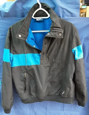 Nike Vintage Black & Blue Pullover Windbreaker Jacket Early 1980s Medium - Image 1 of 4