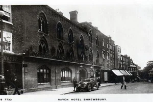 Raven Hotel Shrewsbury motor car unused RP old postcard by WHS Kingsway - Bild 1 von 1