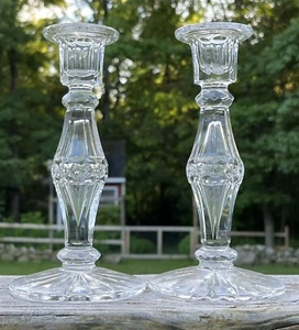 Candelabros de vidrio corte Val St Lambert Charles X - Imagen 1 de 4