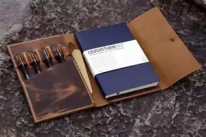 Personalized leather cover case for A5 Bullet Journal Leuchtturm 1917 notebook - Picture 1 of 12