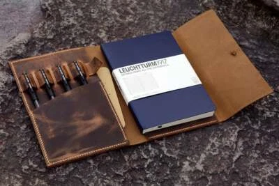 Personalized leather cover case for A5 Bullet Journal Leuchtturm 1917 notebook - Imagen 1 de 4