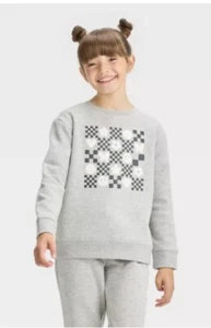 Girls' Crewneck Fleece Pullover Sweatshirt - Cat & Jack L 10/12 Gray - Picture 1 of 2
