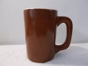 Taza de té de café vintage Hall China marrón y blanco de porcelana pesada 1318 - Imagen 1 de 8