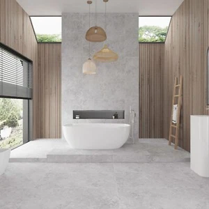 New Travertine Cross-cut Grigio Matt Porcelain Tile Wall & Floor - Picture 1 of 5