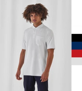 B&C Herren Poloshirt Brusttasche Baumwolle Safran Pocket Polo NEU - Bild 1 von 6