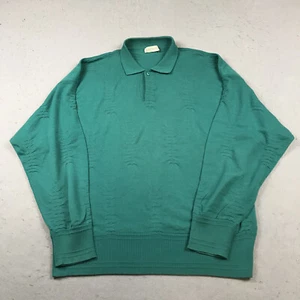VINTAGE Gianni Versace Sweater Mens Medium Green Collared Italy Designer 70s - Picture 1 of 10