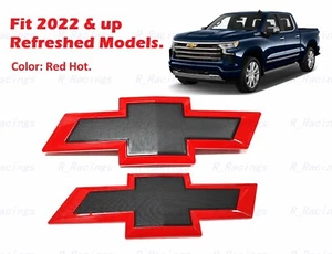 2022+ Chevrolet Refreshed Silverado 1500 Bowtie Front & Rear Red Black Emblem - Picture 1 of 11