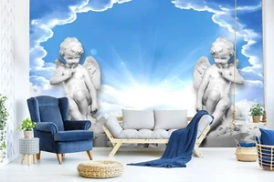 3D Angel Statue B011 Business Wallpaper Wall Mural Self-adhesive Commerce Amy - Picture 1 of 11