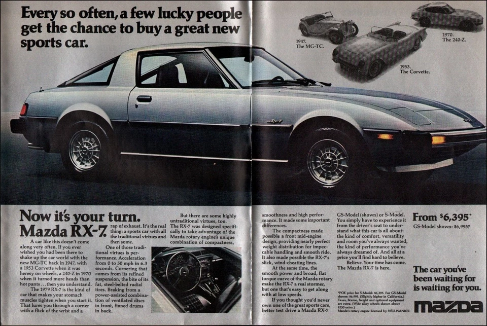 Anuncio vintage Mazda RX-7 1978 coche retro vehículo automático plateado vista interior 29/08/23 Foto 1 de 1