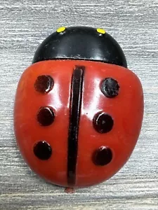Vtg Refrigerator Magnet Plastic Red Black Lady Bug 2” - Picture 1 of 3