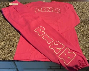 NEW XS VS PINK COTTON LONGSLEEVE TSHIRT & SWEATPANTS PINK GOSSIP - Picture 1 of 11