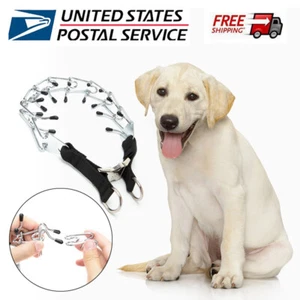 Collar de punta de entrenamiento para perros cadena de estrangulador de pellizco acero metal ajustable 16"-22" GRANDE - Imagen 1 de 12