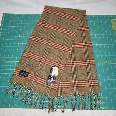 Christian Dior Monsieur Cashmaire 100% Acrylic scarf Plaid Brown Japan New 55" - Image 1 of 3