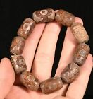 Antique Chine onyx naturel sculpté DZI perles charme bijoux bracelet bracelet