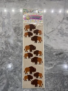 Adesivi fuzzy bufalo bisonte marrone sandylion vintage anni 80 nuovo foglio in confezione - Foto 1 di 2