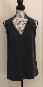 Grace Elements Damen Bluse Metallic Schwarz V-Ausschnitt Ärmellose Größe Medium - Bild 1 von 5