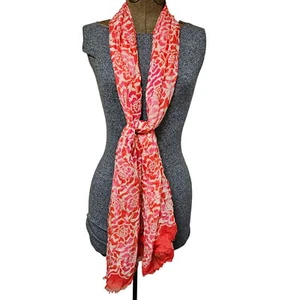 Vera Bradley Flower Soft Fringe Scarf Katalina Pink Floral Peony Accessory - Picture 1 of 9