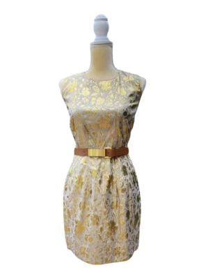 Vestido de malla brocado dorado para fiesta de cóctel talla 6 Andrew Marc nuevo sin etiquetas Foto 1 de 4