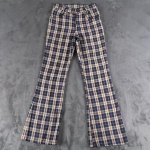 VTG 70s Levi's Big E Orange Tab Students Sta-Prest Plaid Flare Slacks 25x28 USA - Picture 1 of 16