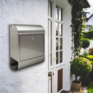 Großer banjado Edelstahl Briefkasten mit Zeitungsfach Postkasten Mailbox A4 - Bild 1 von 10