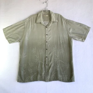 Campia Moda Mens Hawaiian Shirt Button Up Large Short Sleeve Green Bamboo - Picture 1 of 10