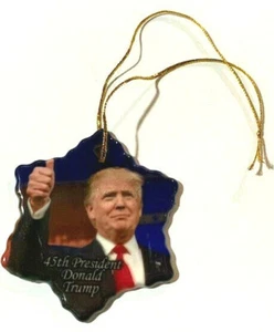 Donald Trump & First Lady Melania doppelseitiger Porzellan Weihnachtsschmuck Neu - Bild 1 von 2