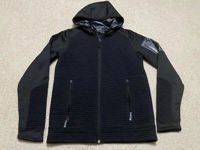 Obermeyer Boys Large Jacket Solid Black Ribbed Fleece Hoodie Full Zip - Image 1 of 4